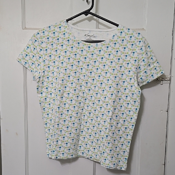 KIM ROGERS PETITE SMALL WOMEN LADIES SMALL FLOWER PRINT GREEN BEIGE BLUE GREEN - Picture 1 of 4